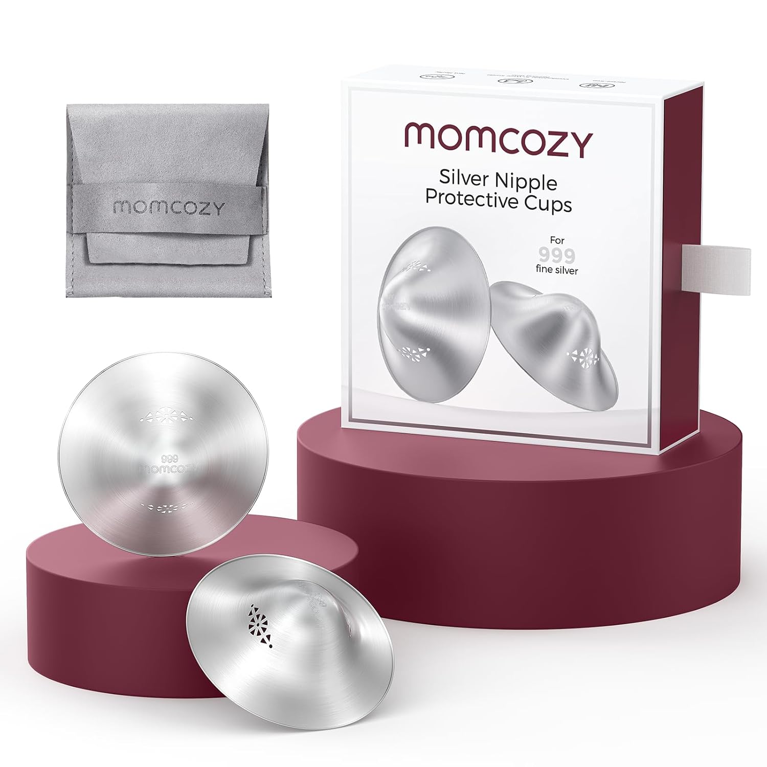 Original Momcozy 999 Silver Nursing Cups Original Perforated Breathable Design 999 Silver Nipple Cover for Breastfeeding EssentialNipple Shield for Nursing Newborn Metal Nipple Shields