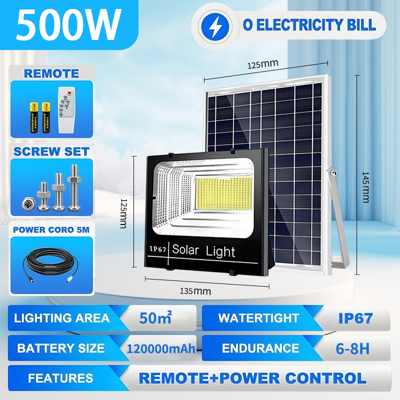 OOKAS Solar Light Outdoor LED Light Solar Flood Light Waterproof Street Lamp With Remote
