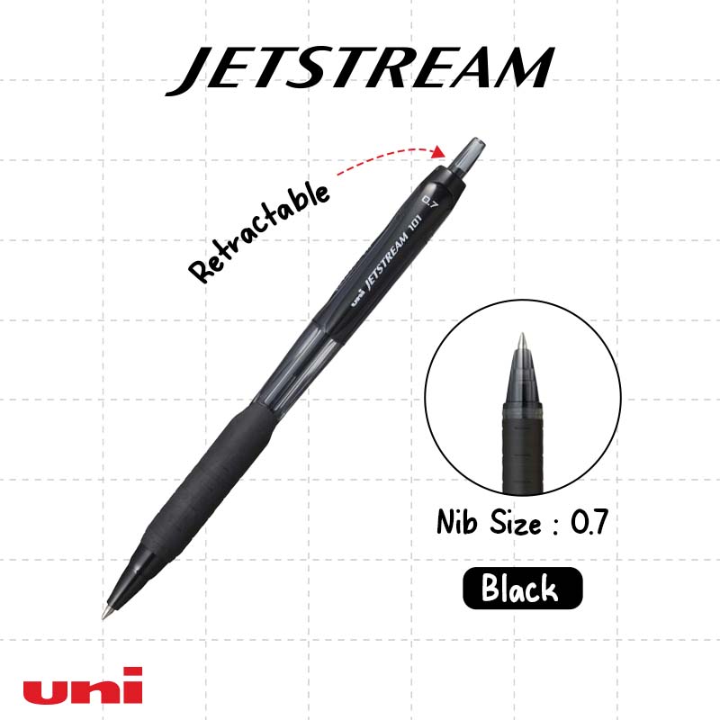 [SXN-101] 0.7mm BLACK Uni Jetstream Ballpoint Pen | Ultra Smooth Writing | Quick-Drying Ink for Precision