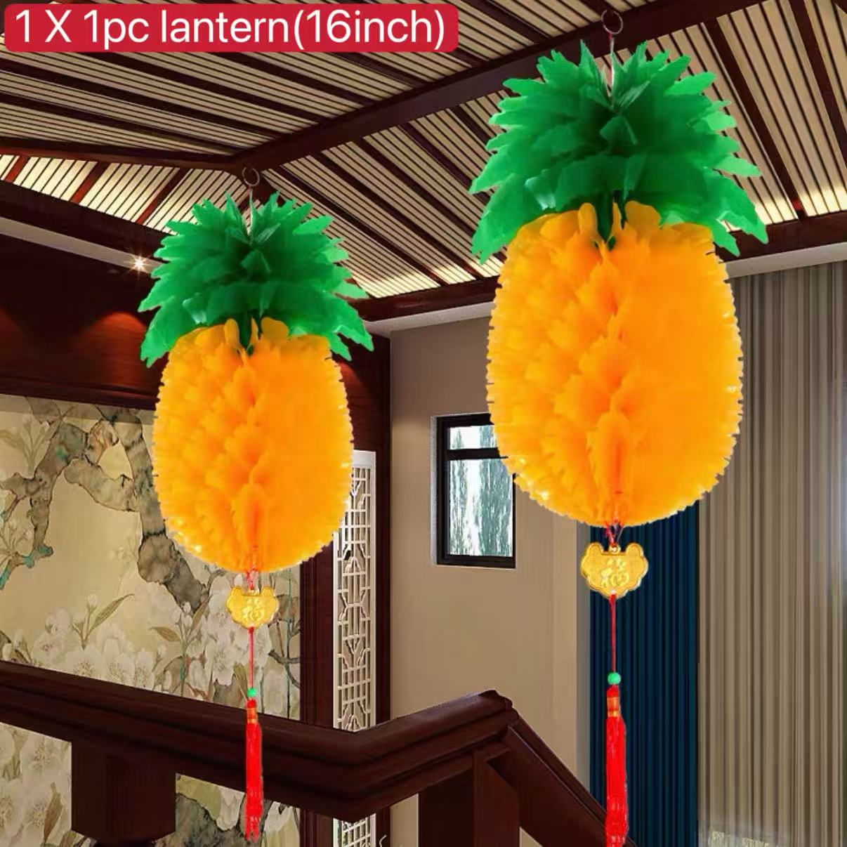 BINLU BUY 1 TAKE 1 24INCH Red Lantern Chinese Lantern Pineapple Chinese Lantern Parol Decoration Pineapple Decoration Pineapple Lantern for Christmas Decorations Pinya Parol Christmas Lanterns & Chinese New Year Decorations Fengshui Lucky Charm