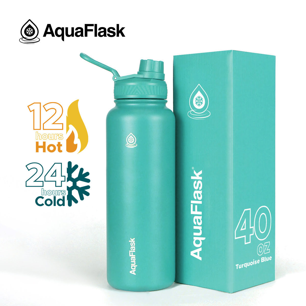 AquaFlask (40oz) Wide mouth w/ flip cap Vacuum Insulated Stainless Steel Drinking Water Bottle