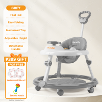 HOMEFUN Baby Walker Suitable for 6-18 Months Infant Multi-functional Adjustable Foldable with Montessori Toys and Music