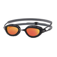 ZOGGS - Predator Titanium Goggles - Grey and Black - Mirrored Orange or Pink Lens