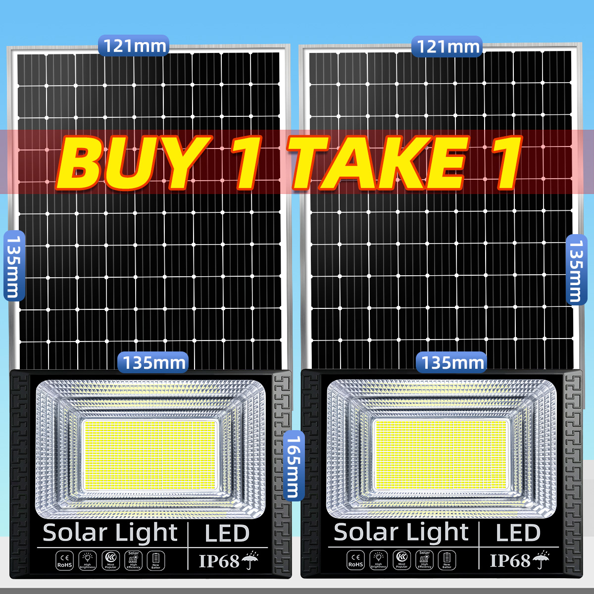 KKSKY 20000 Watts Buy 1 take 1 Solar Light Outdoor Lighting Solar Lights With Solar Panel Super Bright Solar Street Light Outdoor Waterproof With Charging Indicator LED Flood Lamps Suitable for Garden Parking Lot room Courtyard 8000W