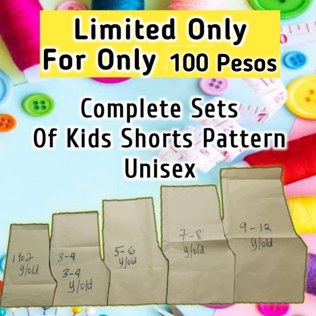 Kids Shorts Pattern Complete sets 5 Sizes Shorts Sewing PAttern From 1 to 12 yrs old Unisex 100 PESOS ONLY/ sewing pattern By Team Buenaventura