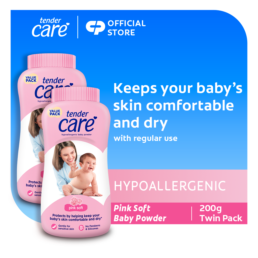 Tender Care Pink Soft Baby Powder - Hypoallergenic & Dermatologically Tested 200g x2