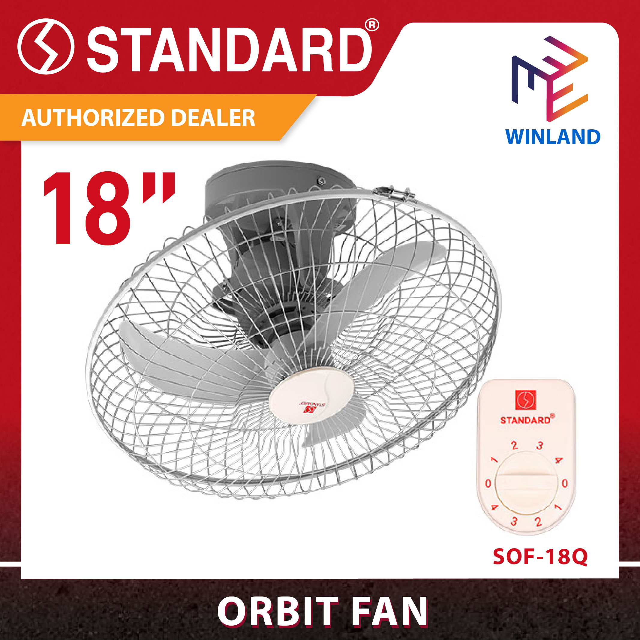 Standard Original 4 Speed Electric Fan Orbit Fan Ceiling Fan 18" SOF
