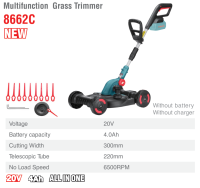 Ronix Tools 8662 & 8662C Premium Quality German Technology | 20V Cordless Multi Grass Trimmer | 300mm Cutting Width | 4.0Ah Lithium Battery | 6500 RPM | Telescopic Shaft Edger | Lawnmower for Garden | Professional Landscaping Tools | Brush Cutter Kit