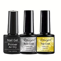 Top Coat Base Coat and Base Coat UV/LED Semi-Permanent Clear Coat Gel Nail Polish for Nail Art