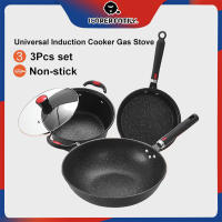 Induction pots and pans non stick cooking ware set Granite Cookware Set 3 pcs Cookware Induction Cooker Pot