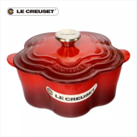 LE CREUSET France 20cm flower enamel pot household cast iron flower type stew soup pot induction stove gas universal