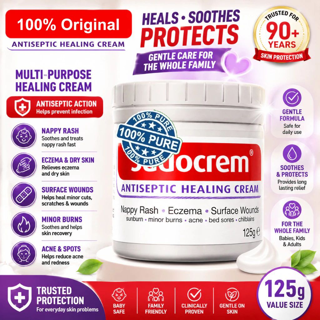 100% Authentic SUDOCREM Antiseptic Healing Cream 125g Baby Nappy Rash Relief Made in Ireland