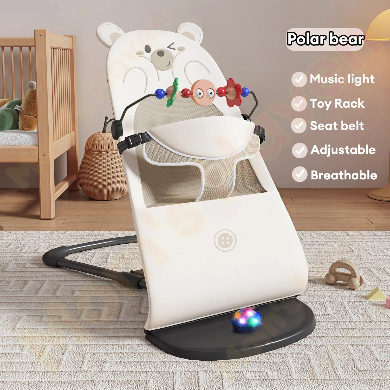 Baby Rocking Chair Newborn Foldable Baby Bouncing Chair With Toy Rack Baby Bouncer Baby Rocker Safety Rocking Chair