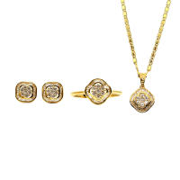 18K Yellow Gold Jewelry Set with Diamonds