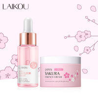 LAIKOU Sakura Extract Face Cream + Face Serum Reduce Wrinkles Fine Lines Anti-aging Brightening Firming Skin Care