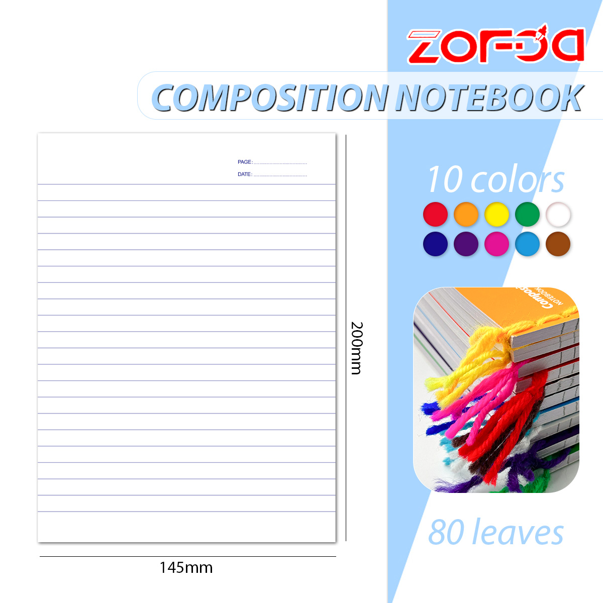 10Pcs YARN Composition Writing Notebook Assorted Color Spiral Notebook A5 For grade 1-5 Stationery