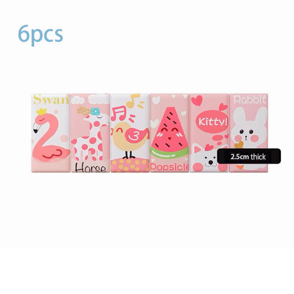 【6pcs】 3DCartoon Wall stickers anti collision foam wall stickers wallpaper 3d childrens anti collision strip anti collision foam