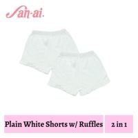 San-ai Infant Baby Plain White Shorts with Ruffle 2 in 1