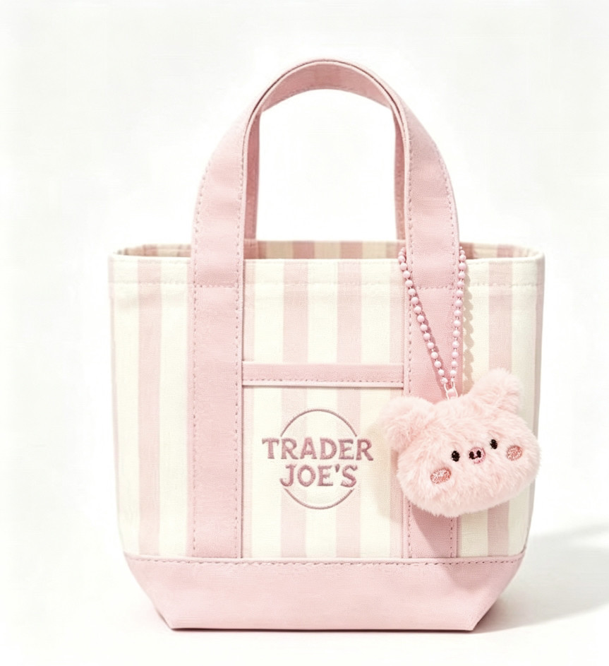 [Authentic] Striped Canvas Tote Bag - Eco-Friendly Shopping Handbag for LunchTrader Joes Striped Canvas Tote Bag