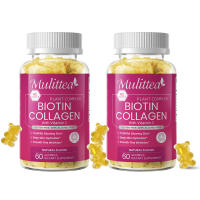 Mulittea Collagen Glow Gummies Biotin & Vitamin C For Skin Tightening & Anti-Aging Moisturizes Reduces wrinkles