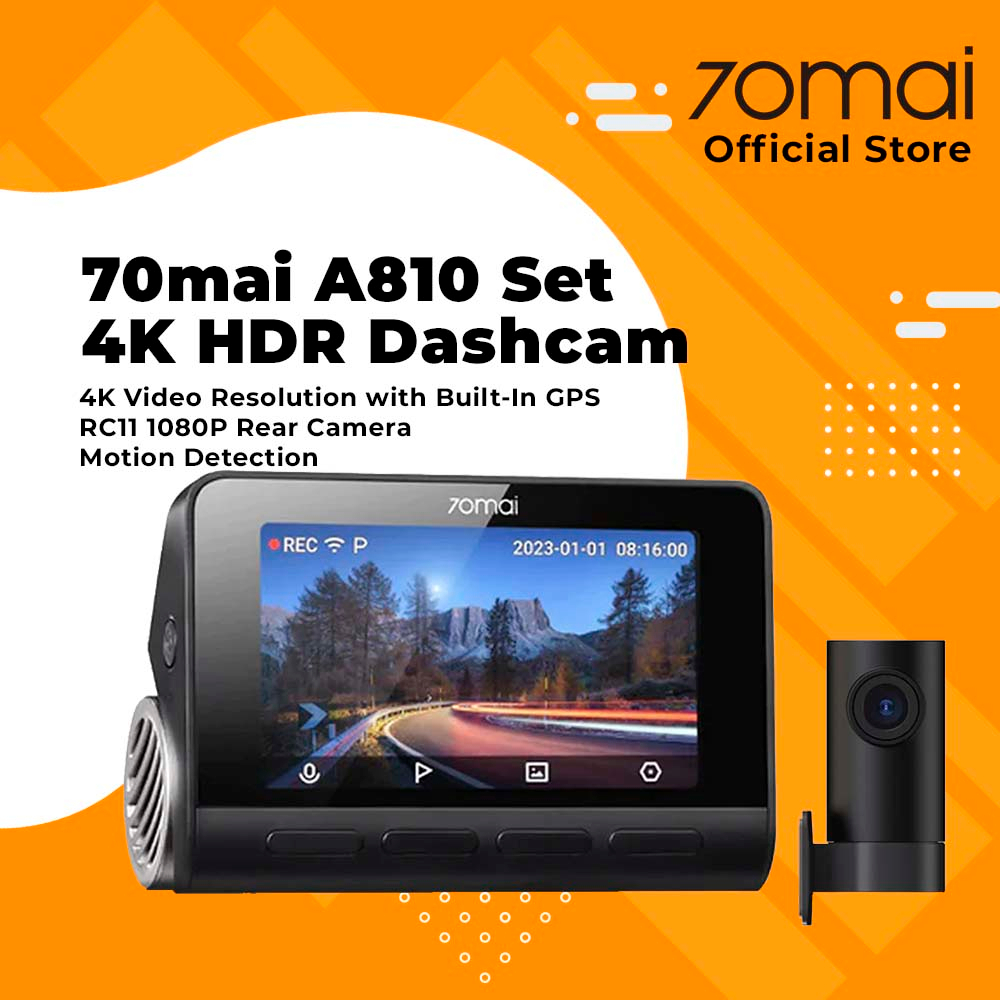  70mai New 4K Dash Cam A810 with Sony Starvis 2 IMX678,Dual HDR  Front and Rear Cam,Built in GPS,Night Owl Vision,Support 256GB Max,Smart  Parking Guardian Mode,AI Motion Detection,Time-Lapse Recording : Electronics