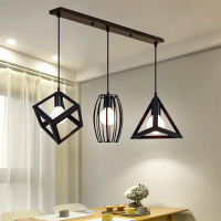 Pendant Light 3 Head Wrought Iron Geometric Chandelier Retro Industrial Hollow Adjustable Length Drop Ceiling Light for Restaurant Kitchen Living Room Bar Cafe Hanging Lighting