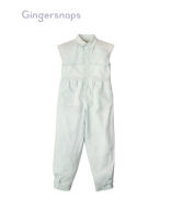 Gingersnaps Girls Linen Jumpsuit with Embroidered Bib Collar
