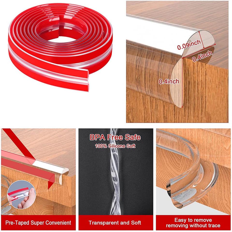Universal Flexi-Cut Clear Silicone Table Corner Protectors