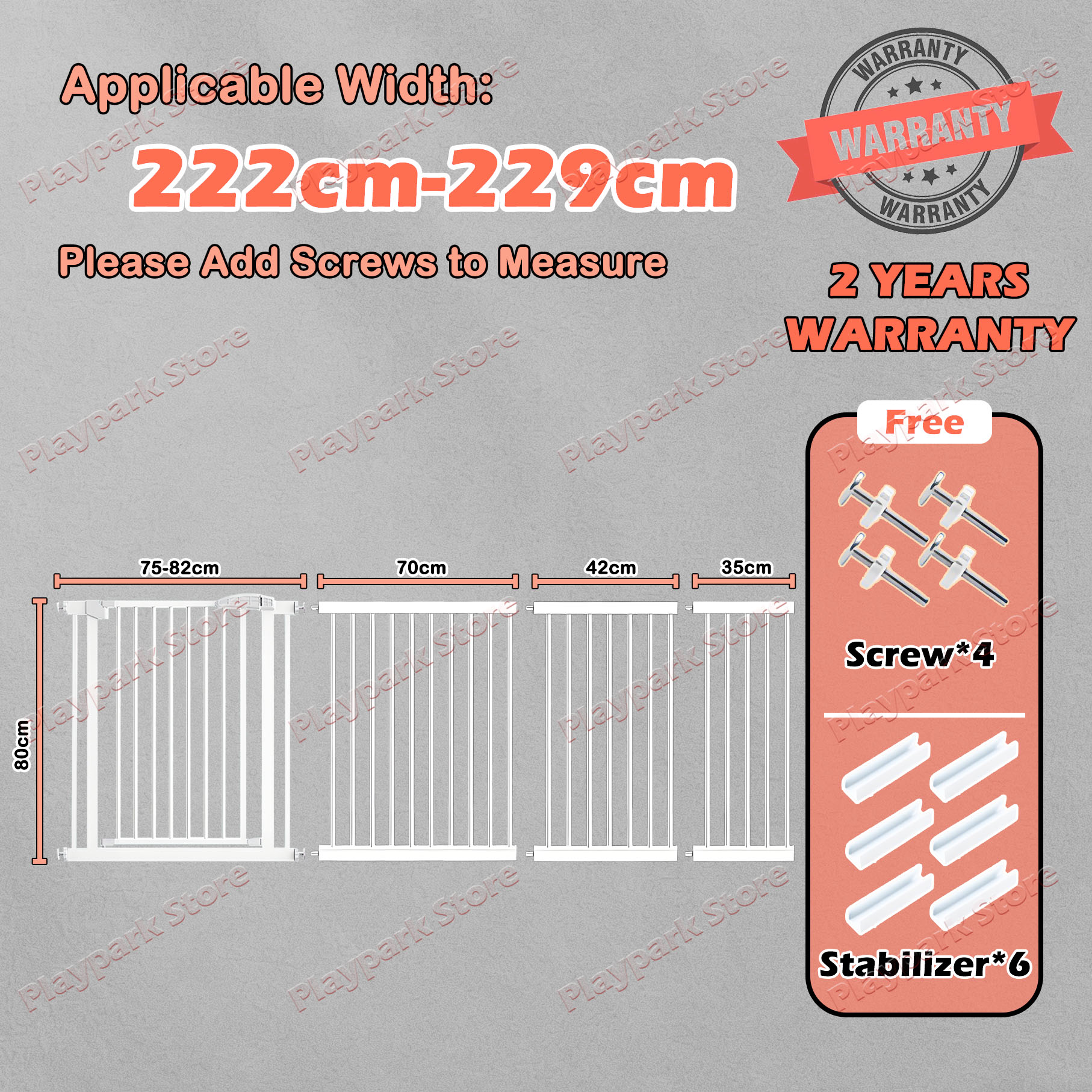 PlayPark Safety Gate Fence for Baby Pets & Child Baby Safety Gate Security Fence Balcony stairs Safety Guard No Drilli