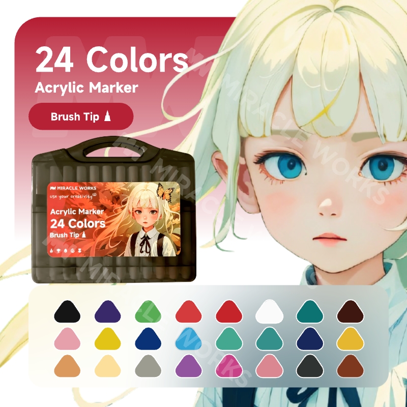 MW 24/36/48/60/80 Colors Brush Tip Acrylic Markers Paint Pens Touch Markers Highlighter Pen Painting