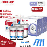 (NEW ARRIVAL)Sinocare Blood Glucose Test Strips Blood Sugar Test Strips Diabetic Tester 100pcs Test Strips & 100pcs Lancets For SE101 （no monitor）