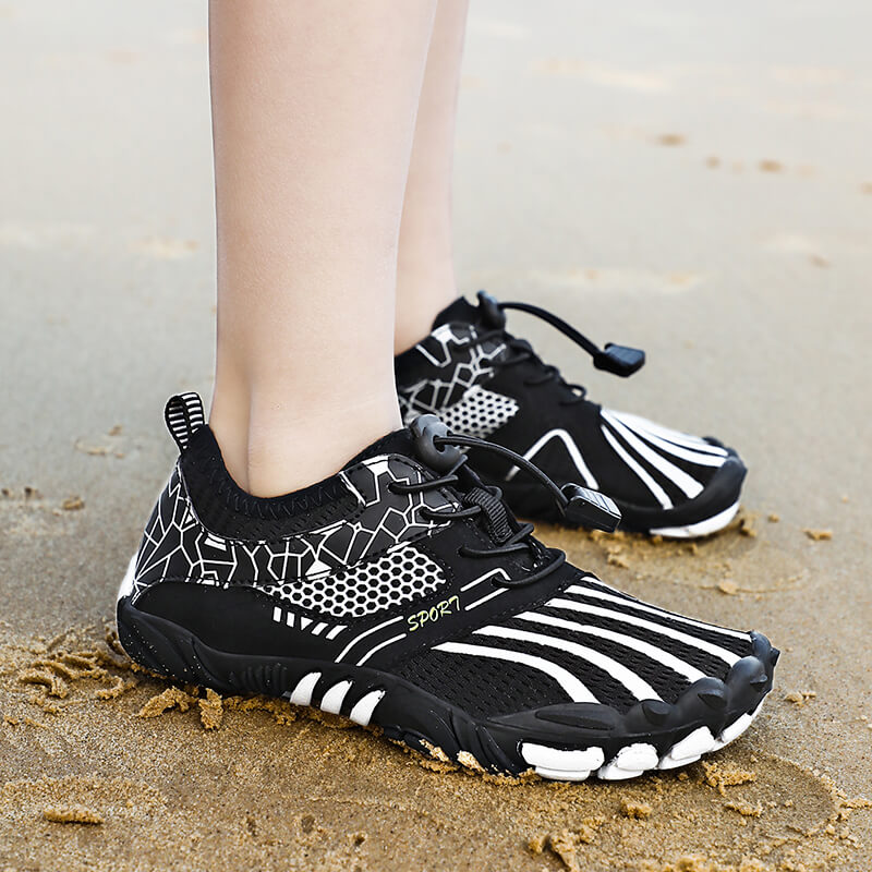 เด็กรองเท้าชายหาดแห้งเร็วยืดหยุ่นเด็กฤดูร้อนริมทะเลลุยรองเท้าผ้าใบสาวตาข่ายระบายอากาศรองเท้า Aqua สำหรับเดินทางเดินป่าเด็กรองเท้าฝึกอบรมกันลื่น