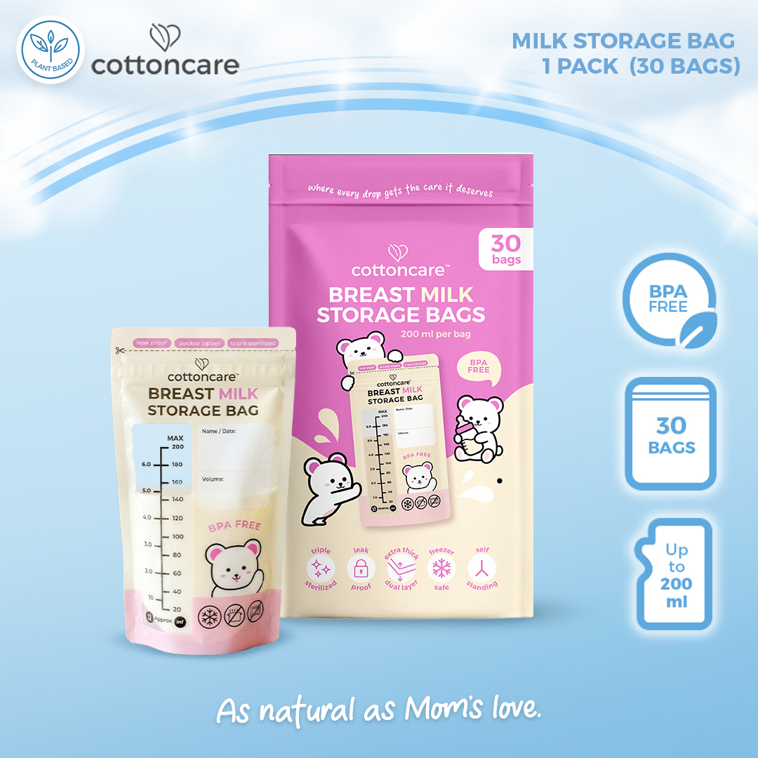 Cottoncare™ Breastmilk Storage Bags BPA Free Leak Proof Pump Self-Standing (200ml)