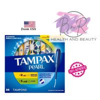 Tampax Pearl Tampons for Women Multipack with LeakGuard Braid Regular/Super Absorbency Unscented 34 Count BOX DAMAGE