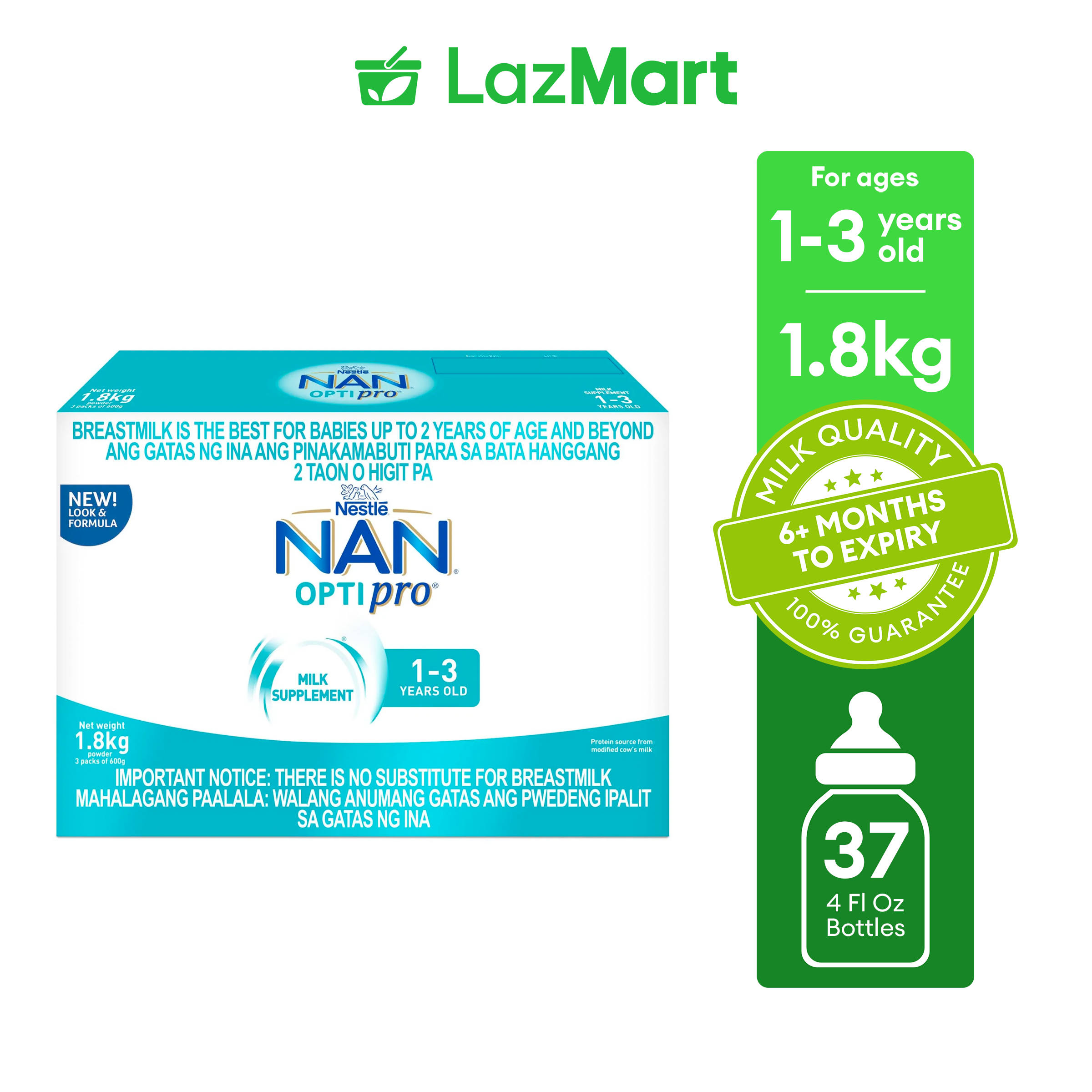 NAN Optipro Three Milk Supplement for 1-3 Years Old 1.8kg