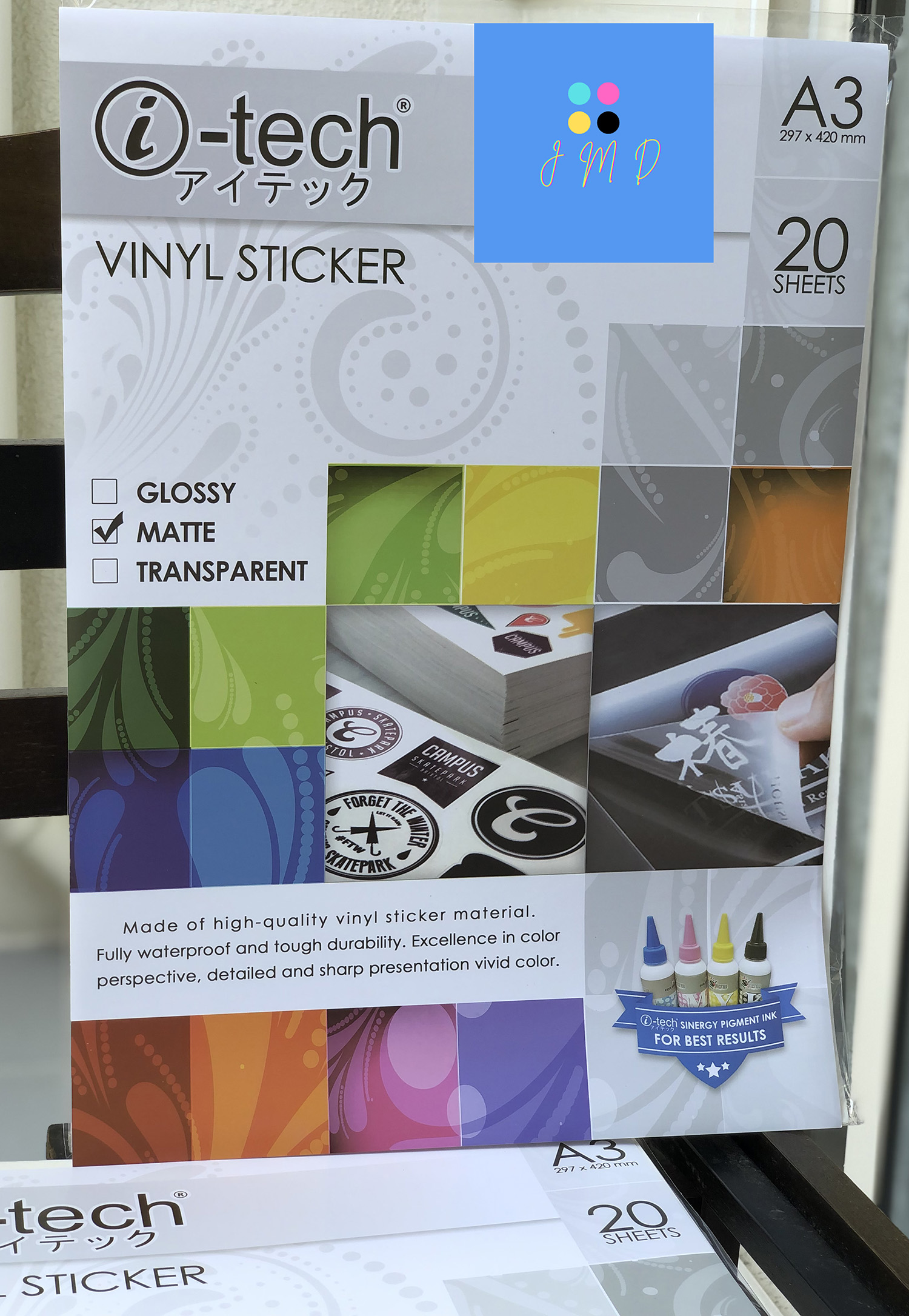 i-tech Waterproof Printable Vinyl Sticker A3 Size 20 Sheets / Pack MATTE GLOSSY TRANSPARENT