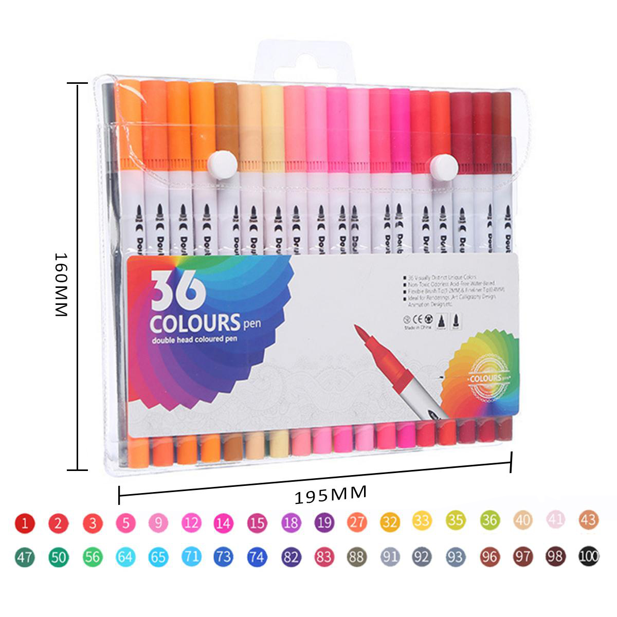 12/24/36/48/60/80/100/120 Colors Watercolor Brush Pen Dual Tip Colors Marker Painting Drawing Art Supplies