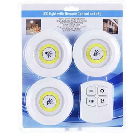 3pcs set Led light with remote control Wireless Light Wall Lamp Light Cabinet Lamp Light Kitchen Lamp Light Closet Lamp Light Touch Light Night Light Emergency light Battery Operated