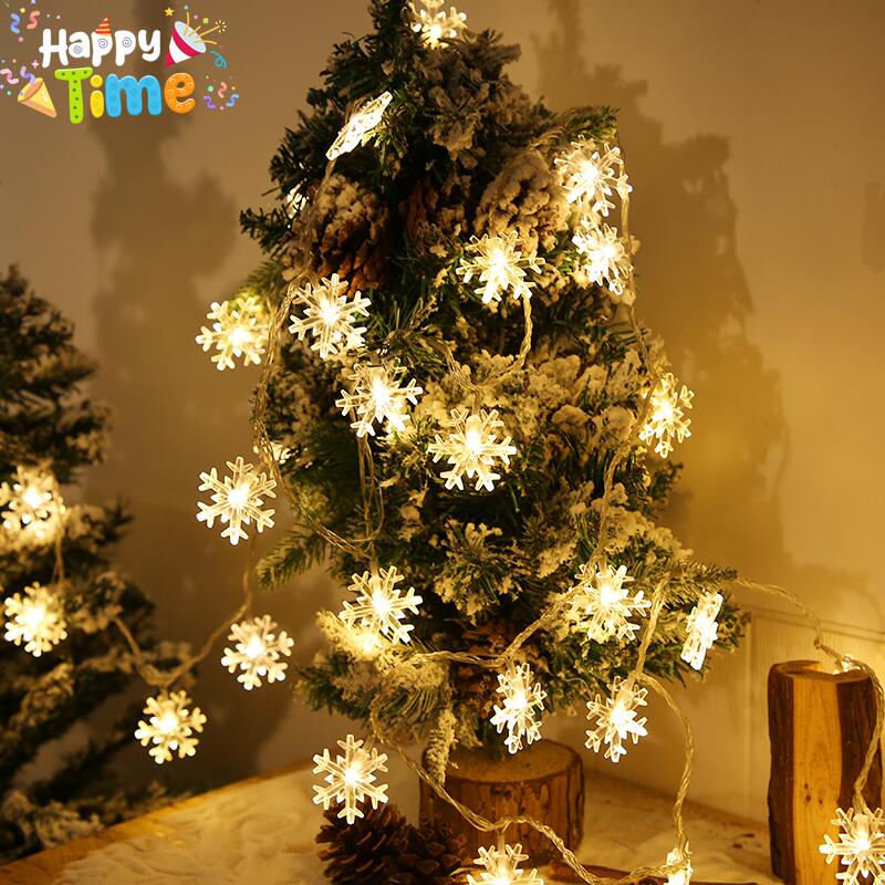 Happy Time Christmas Lights Decorations Set String Light Lantern Snowflake Star Santa Claus LED Strip Lighting Indoor Party Needs Fairy Lights Home Decor Xmass Lights Curtain Style