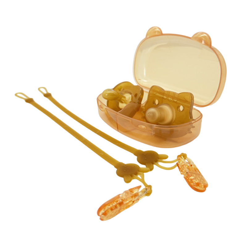 3 In 1 Baby Pacifier Set 0 to 24 Months Anti-drop Chain Super Soft Silicone Imitation Breast Milk Nipple Box Flat Head/Round head