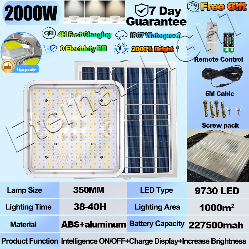 Solar Ceiling Light Outdoor Waterproof IP67 Intdoor Lamp Led Solar Lights indoor 3 colors Automatic With solar Panel