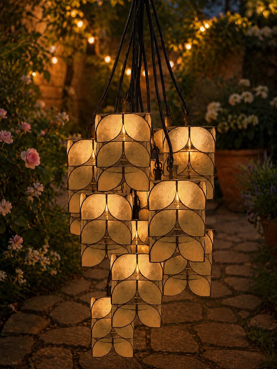 Capiz With Lights Solar Power And Plug Type Outdoor Free Bulbs 10 +3 pcs Capiz Ball Capiz Ligths Capiz Shells Capiz lantern lights Outdoor