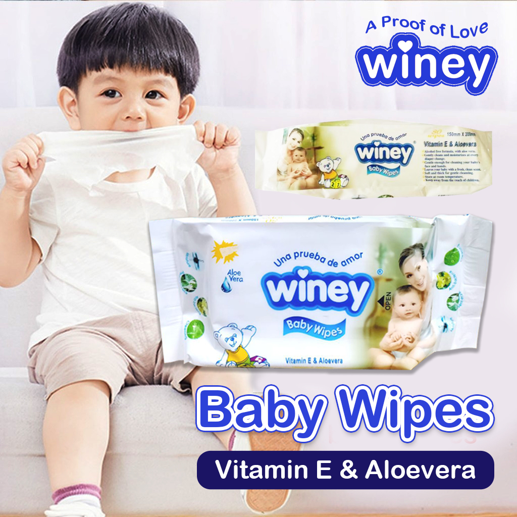 (BL) Winey Baby Wipes Alcohol-free Hypall Ercenic with Vitamin E and Aloevera 80 Sheets per Pack
