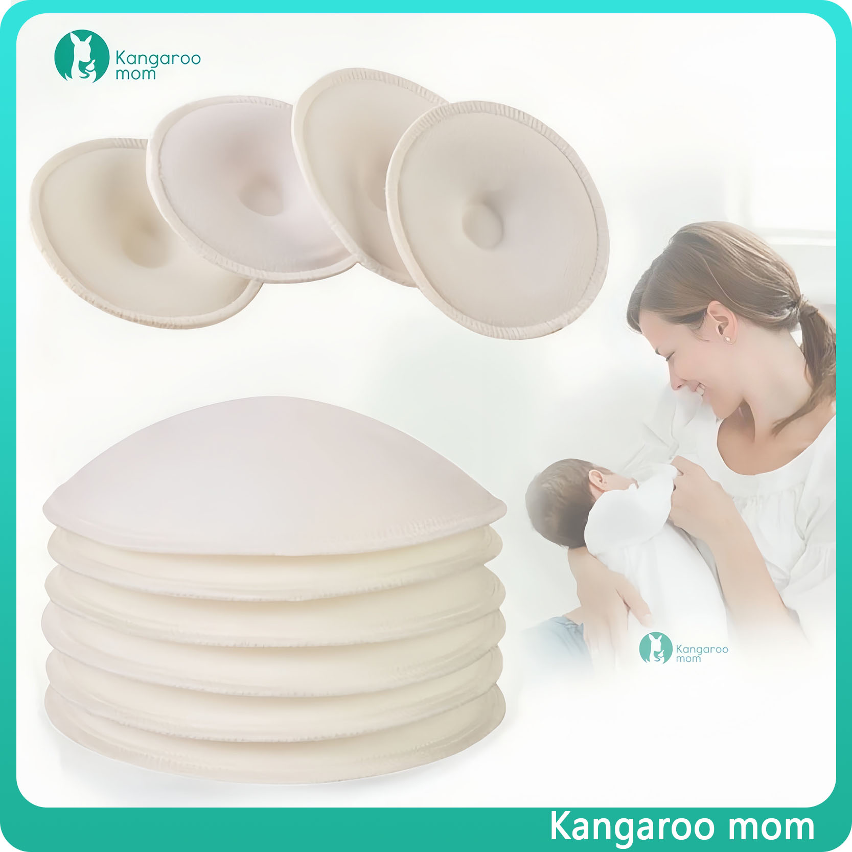 Kangaroomom 4pcs Reusable Nursing Breast Pads Washable Soft Absorbent