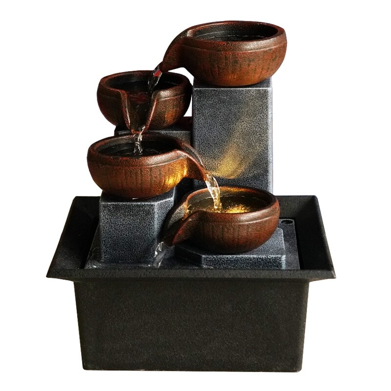 Tabletop Fountain Ornaments humidifier Home Gardening Decoration Rockery Water Fountain Crafts Gifts Desktop Decoration Creative Decorations Christmas gifts