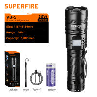 SUPERFIRE Tactical Flashlight A20 1700 Lumens Super Bright Type-C 18650 Flash Light Rechargeable Portable Waterproof Torchlight For Camping Hiking Expedition