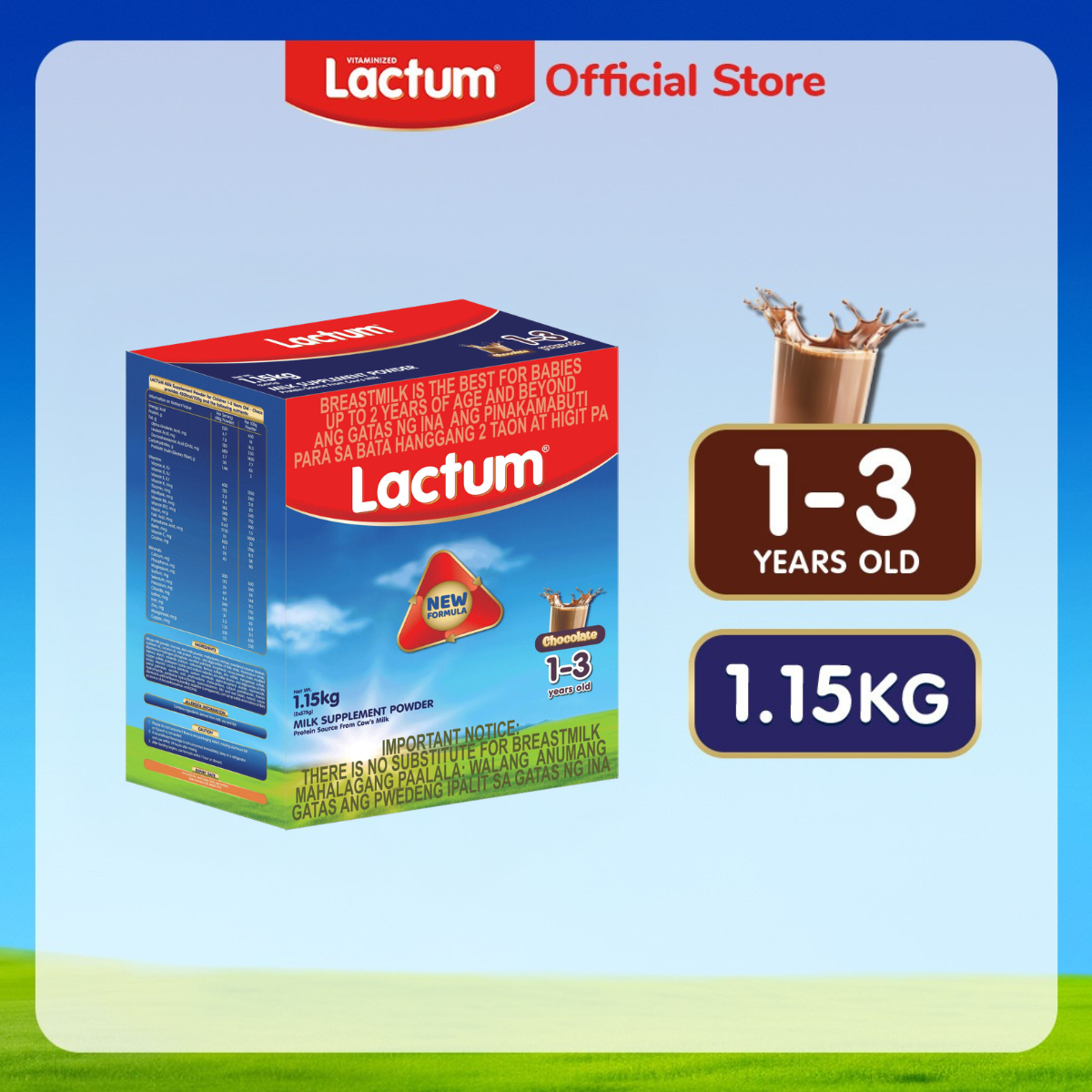 Lactum for 1-3 Years Chocolate Milk Formula Supplement Powder for Children / Kids