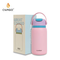 CIVAGO（15oz/450ml）Vacuum Flask 316 Stainless Steel Cute Portable Water Bottle Stylish Kid Straw Tumbler