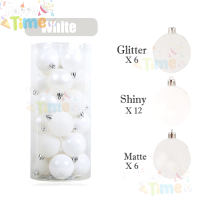 【Happy Time】3/4/6/8cm Shiny Matte Glitter Christmas Ball Ornaments Set for Xmas Tree Wreath Garland Holiday Home Decoration Durable Lightweight Easy Hanging Baubles Reusable Shatterproof Decor TIKTOK Ins Viral Pasko Tree Setup