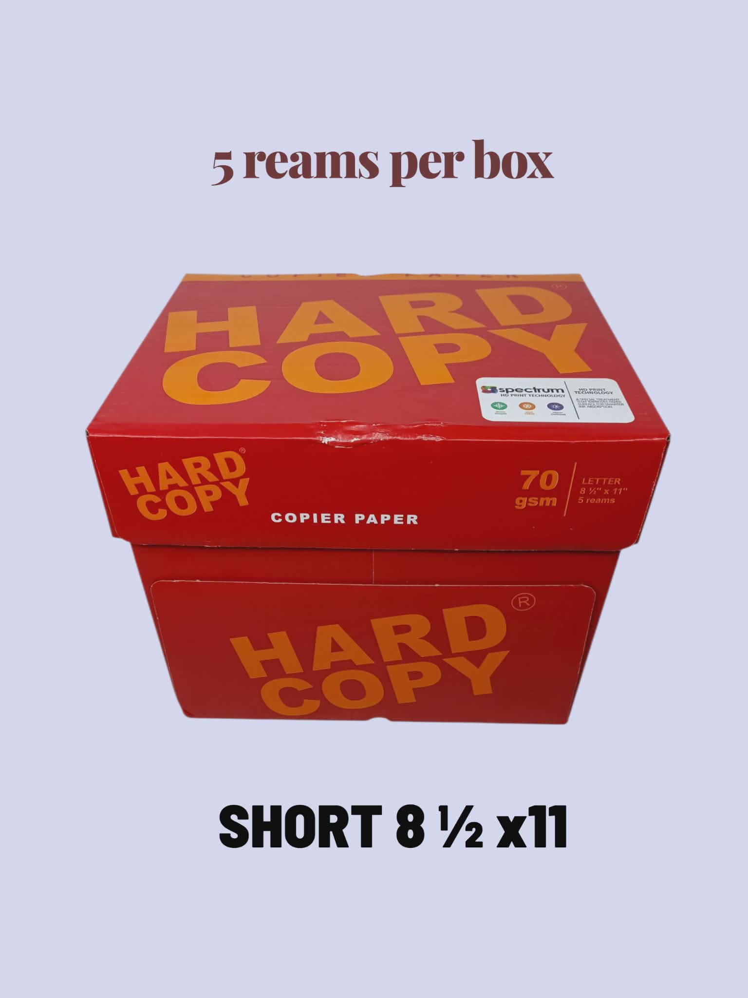 Hard Copy Bond Paper A4 Long 1BOX/5REAMS 70gsm 500Sheets per Ream Ultra White for Vibrant Prints